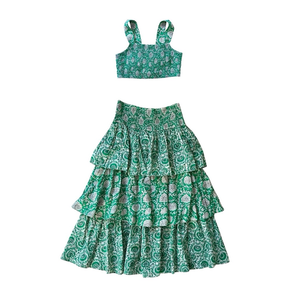House of Harlow 1960 Tiered Floral Smocked Midi‎ Skirt Women’s Medium - Picture 10 of 10